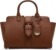 [Anne Klein] Covered Buckle Satchel with Convertible Strap, Hazelnut