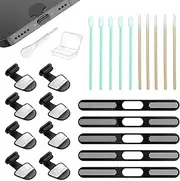 8-Pack Dust Plugs, Phone Accessories for iPhone 16 15 plus/pro max, USB-C Cover Cap, USB-C Port Cleaner, Phone Speaker Cover, with Cleaning Kit, Black