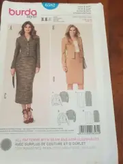 Burda Sewing Pattern #6582 Sz US 8 To 20 Jacket Skirt