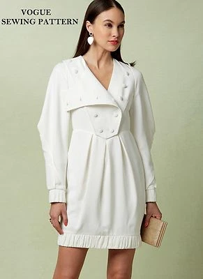 Vogue GUY LAROCHE Designer Misses Lined Dress Detachable Collar Pattern V1548