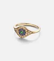 [Ileana Makri] Ileana Makri Cats Eye 18kt gold ring with diamonds, sapphires and tsavorite P gold