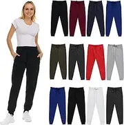 [BILLIONHATS] 12 Pack Women Jogger Sweatpants, Bulk Comfy Fleece-Lined with Ribbed Cuffs for Charities & Shelter Home Donations