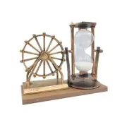 Yichen Vintage Rotating Hourglass Sand Table Timer with Brass Ship Wheel