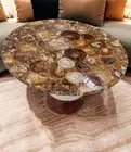 Petrified Agate Stone Round Console Table Top for Home & Outdoor Home Decor Gift