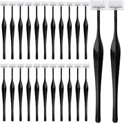 Pndeyo 24pcs Manual Eyebrow Trimmer for Women, T Shape Face Razors with Cover, Stainless Steel Facial Shaver Multipurpose Makeup Tool for Forehead Cheeks Lips Chin- Black