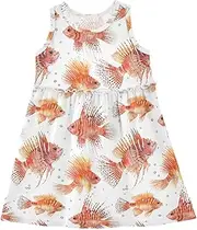[Caihoyu] Girls Sleeveless Dresses Toddler Kids Soft Midi Dress Summer Active Playwear, Multicolor14, 4 Years