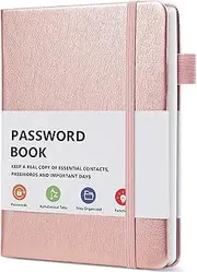 B6 Password Book with Alphabetical Tabs, Hardcover Password Keeper Internet Address Organizer Logbook for Computer and and Internet Address Website Login, Gold Rose