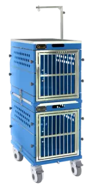 SolidPet Folding Dog Show Aircraft Cage Set with Trolley Size 2 - Blue Dog Pet