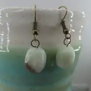 SEAFOAM GREEN AMAZONITE Dangle Earrings Antique Bronze Tone Artisan Gift
