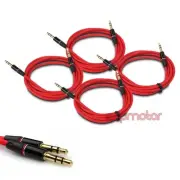 4X 3FT 3.5MM AUX AUDIO STEREO CABLES CORD RED FOR APPLE IPHONE 5 4S IPOD TOUCH