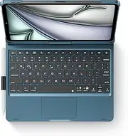 Swivel Keyboard Case for Apple iPad Air 11 inch (M3-M2) 2025 & iPad Air 5th 4th Gen& iPad Pro 11-inch (4th-1st); Rotatable Cover with Pencil Holder, Trackpad, Backlit, Navy Blue