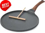 10-Inch Nonstick Crepe Pan Swiss Granite Coating Dosa Pancake Skillet Induction