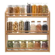 3 Tier Bamboo Spice Rack, Seasoning Jars Rack Shelf Spice Organizer for Kitch...