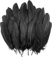 120Pcs 6-8 Inch Black Feathers, Natural Goose Feathers for DIY Halloween Decorat
