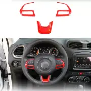 Car Steering Wheel Cover Trim for Jeep Renegade / Compass 2017-2020 (Red) T (for: Jeep)
