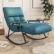 OWELLK Living Room Bedroom Metal Rocking Chairs with High Back,Glider Chair with High Backrest Armchair Chair.Modern Rocker Chairs(Blue)