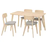 LISABO / LISABO table and 4 chairs, ash/Tallmyra white/black, 140x78 cm