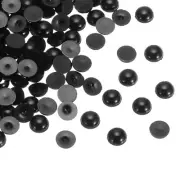 300pcs Flatback Pearls 10mm ABS Plastic Half Round Dome Pearls, Black