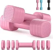 Adjustable Dumbbell Set, 4 in 1 Free Weights Dumbbells Set for Women, Hand Weights for Women at Home, Each 2lb 3lb 4lb 5lb with TPU Soft Rubber Handle for Home Gym Exercise Training
