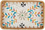 Rattan Woven Serving Tray Basket,Boho Serving Tray,Farmhouse Rattan Serving Tray,Handwoven Decorative Tray for Storage Breakfast, Drinks, Snack,Rectangular Basket Organizer Tray for Coffee Table, Home