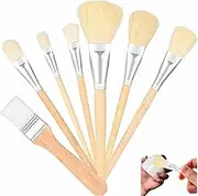 7Pcs Gilding Brushes Assorted Size Mop Brushes, Versatile Blending Mop Brush Assorted Size with Wooden Handle, for Watercolor, Wash, Ceramic Pottery Painting, Metallic Foil Flakes Art Crafts Supplies