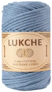Cotton Macrame Cord 3mm x 93yards (279 Feet), Colored Macrame 3mm 1 Skein Denim