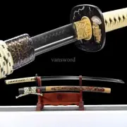 T10 Steel Clay Tempered Real Hamon Japanese Katana Brass Tsuba Samurai Sword NEW
