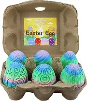 6PCS 3D Printed Fillable Dragon Eggs, Mystery 3D Printed Toy Easter Basket Stuffer, Theme Party for Easter Eggs Hunt Game (Matte Rainbow)