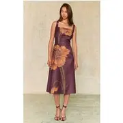 Dark Chocolate Floral Printed Square Neck Midaxi Dress, Dark Chocolate