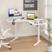 Advwin Electric Standing Desk L Shaped Corner Sit Stand up Table White