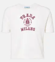 [Prada] Prada Logo cropped cashmere T-shirt AU 14 white