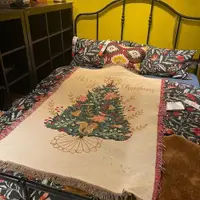 在飛比找ETMall東森購物網優惠-圣誕樹Merry Christmas圣誕節金線沙發巾小毯子掛