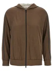 [Brunello Cucinelli] Brunello Cucinelli-Shiny Trims Felpe Marrone-Donna L
