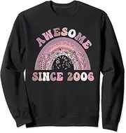 [X.Style] Awesome Since 2006 Retro Rainbow Flowers 17th Birthday Sweatshirt ds861 Sweater (XL)