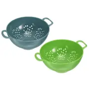 Mini Colanders Fruit Vegetable Sieve Drainer Strainer-Light Blue+Green