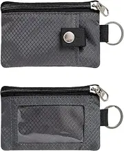 [CHENSPRX] Minimalist RFID Blocking Small Wallet with ID Window,WaterResistant Zip Id Case Wallet with Lanyard Keychain for Cards,Cash,Travel,Women,Men, DarkGrey, Minimalist