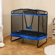 Costway6 FT Kids Trampoline with Swing and Horizontal Bar-Blue