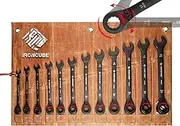 Reversible ratcheting Wrench Set, 12-Piece Metric 8-19mm, Tough Black, With Wax Canvas Storage Bag