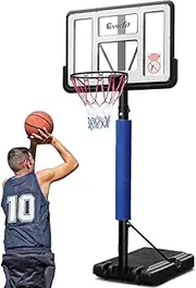 10ft Basketball Hoop Everfit Stand System for Adults with 18" Steel Rim 44"/48" Backboard Portable Wheeled Base Adjustable Height Indoor Stadium Outdoor Court