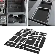 JDMCAR Liner Accessories Compatible with Toyota Tundra 2022-2023 2024 2025, Custom Non-Slip Anti Dust Cup Holder and Door Pocket Inserts Kit (Black Trim) - 30 PC Set