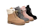 AUSTRALIAN SHEPHERD® UGG Boots Women Sheepskin Wool Lace Up Chunky Mina - Grey / AU Ladies 5 / AU Men 3 / EU 36