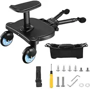 Mevip Buggy Board mit Sitz, Trittbrett Mitfahrbrett Universal, Kinderwagen Board mit Kinderwagen Organizer und Aufhängegurt, Kiddy Board Kompatibel mit 99% der Kinderwagen, Bearing 55 lbs