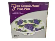 New 3D Purple Grape Fruit Fine Ceramic Footed Plate - 14" diameter By KMC #9157