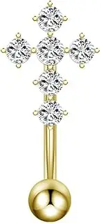 [Izpack] Faith Cross Eyebrow Ring Cubic Zirconia Crystal Screw Ball Labret Lip Stud 16G Curved Barbell Daith Rook Earring Dainty Body Piercing Jewelry Gifts for Women Men