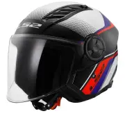 OF616 Airflow II Rush White Blue Red Jet Helmet