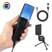 USB-A/C RGB Gaming MicCondenser Microphone with Mute Button for Phone Pc Tablet