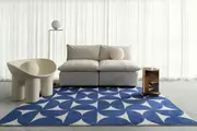 Loopsie Tosa Blue and Ivory Geometric Washable Rug