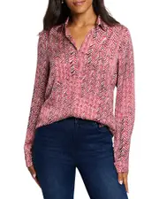 NIC+ZOE Herringbone Stamp Button Front Shirt