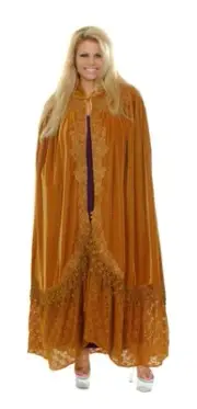 GOLD GODDESS ARTDECO STEVIE NICKS STYLE VELVET MUCHA GYPSY BOHO DELUXE HOOD CAPE