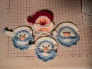 Crochet Christmas Tree Santas Snowmen White Blue Handmade Ornaments